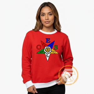 GREEK TREASURES เสื้อสเวตเชิ้ตผ้าฟลีซคอกลมสีแดงสำหรับผู้หญิง พิมพ์ลายด้วยความร้อน ปักตัวอักษรด้านหน้า เป็นมิตรกับสิ่งแวดล้อม ระบายอากาศได้ดี - Product Image 1