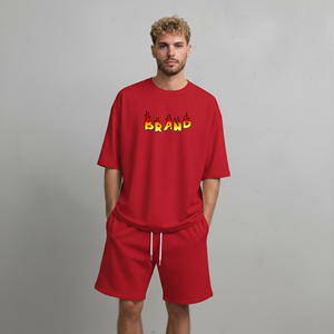 Ensemble 2 pièces streetwear homme grande taille 100% coton haute qualité, couleur unie, logo brodé personnalisé, style baggy hip hop - Product Image 3