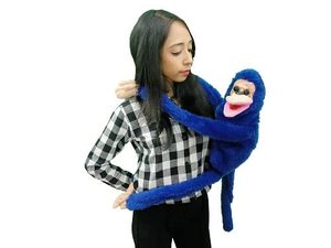 Marioneta de Mono Parlanchín Ventriloquo, Marioneta de Mano de Peluche Azul - Product Image 2