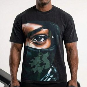 T-shirt Homme Personnalisé 100% Coton 300 GSM Épais Coupe Boxy Épaules Tombantes Col Rond Court Oversize Streetwear - Product Image 3