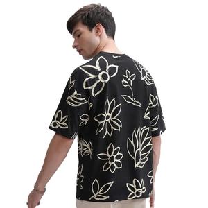 เสื้อยืดผู้ชายแบบสั่งทำ สีดำและสีขาวล้วน พิมพ์ลายดิจิทัลขนาดใหญ่ ลายเรียบ ผ้าฝ้ายฟลีซ 100% เป็นมิตรกับสิ่งแวดล้อม สไตล์ลำลอง - Product Image 4