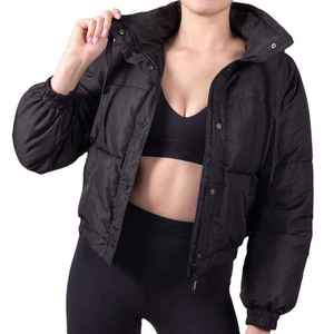 OEM Women's Quilted Winter Jacket Warm Quick-Dry Waterproof Crop Top Puffer Bomber Style Nylon Zipper Bubble Coats for Ladies - Product Image 3