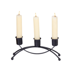Triple porte-bougie en fer premium, finition noire mate, pour décoration, mariage et aménagement intérieur - Product Image 1