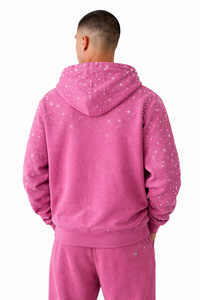 เสื้อฮู้ดซิปประดับคริสตัลทั้งตัวสำหรับผู้ชาย ผ้าฝ้ายฟลีซ ทรงโอเวอร์ไซส์ สไตล์สตรีทแวร์ ผลิตด้วยคริสตัล - Product Image 3