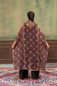 Conjunto Étnico de 3 Piezas para Mujer, Top Kaftan de Chifón Tejido con Lentejuelas Bordadas y Parches, Pantalones Anchos, Ropa para Bodas y Festivales - Product Image 5
