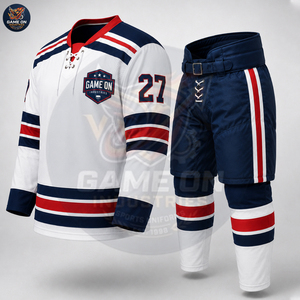 Sublimated Team Uniform Breathable Moisture Wicking Athletic Sportswear Factory Direct Custom Ice Hockey Jersey and Padded Pants - Product Image 4