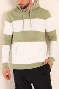 Sudadera con Capucha de Alta Calidad para Hombre, Diseño Color Block, Personalizada, de Algodón y Felpa, Estilo Urbano, Oversize, con Rayas - Product Image 2