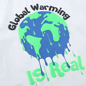 เสื้อยืดคอตตอนโอเวอร์ไซส์ลาย Global Warming Is Real สำหรับผู้ชาย แขนสั้น คอกลม ทรงพอดีตัว สีขาว สีดำ ผ้าเจอร์ซีย์ กันยับ สไตล์สตรีทแวร์ - Product Image 6