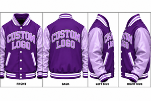 Chaqueta Varsity Personalizada con Logotipo en Letras, Color Morado, para Hombre, Chaqueta Deportiva con Cuello Alto - Product Image 5