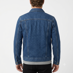 Nouvelle veste en jean pour homme 2026, col rabattu, fermeture à bouton unique, respirante, couleur unie, coupe décontractée, automne - Product Image 3