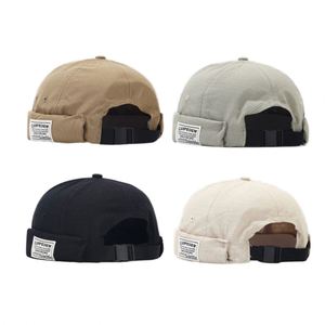 Sombrero de verano estilo chino unisex, moderno, retro, tipo Yuppie, con etiqueta de tela con letras, sin ala, de copa suave, tipo melón. - Product Image 3