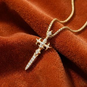 Gold <b>Sword</b> Cross Moissanite Pendant Custom Hip Hop Fashion Pendant Necklace Luxury Charm Jewelry Drip Shine - Product Image 3