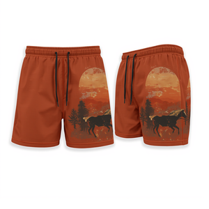 Pantalones Cortos con Estampado Gráfico de Paisaje Occidental para Hombre, Ropa Deportiva Informal de Moda - Product Image 1