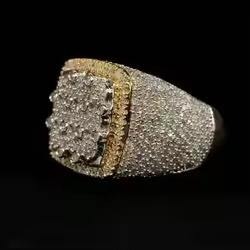 Men's Trendy Hip Hop Iced Out Silver with your Photos Full VS Lab Grown Diamond Hip-hop Style <b>Ring</b> From <b>Indian</b> Manufacturer - Product Image 1