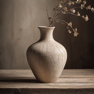 KRAFT WORLD Modern Minimalist Dark Brown Ceramic Porcelain Matte Glaze Handcrafted Rustic <b>Textured</b> Scratch Resistant <b>Vase</b> - Product Image 5