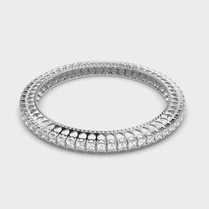 Pulsera de tenis con diamantes redondos, oro blanco de 18 quilates, engaste de puntas, joyería fina clásica para mujer, para boda - Product Image 4