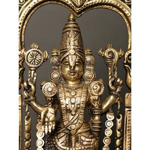 Ídolo de latón hecho a mano de pie Venkateshvara (Tirupati Balaji) Kirtimukha Arch Home Decor - Product Image 1