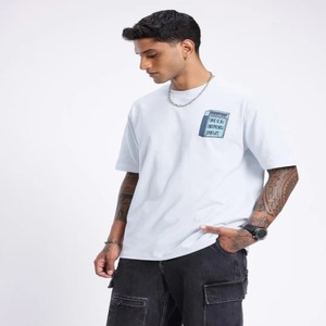 T-shirt pour homme 100% coton, longueur classique, col rond, manches tombantes - Product Image 1