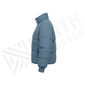 Hooded Quilted Waterproof <b>Bubble</b> Jacket Black Full Sleeve Winter Windproof Cotton Shell Knitted Fabric Polyester Filling Stand - Product Image 3