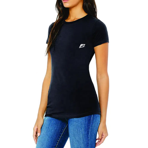 T-shirt en coton pour femme, manches courtes, col rond, décontracté, doux, respirant, uni, personnalisable avec logo, vente en gros, t-shirt pour femme - Product Image 6