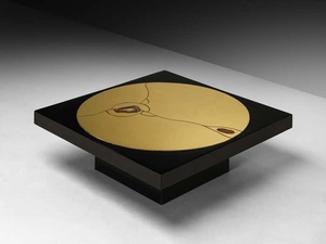 Mesa de centro cuadrada de lujo de latón y ágata, diseño italiano moderno, con incrustaciones de disco de latón dorado, de alta gama. - Product Image 3
