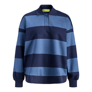 Sudadera Casual para Mujer, Ecológica, Gruesa, Oversize, Cuello Redondo, Estilo Rugby, a Rayas, con Logotipo Personalizado al por Mayor, Transpirable - Product Image 1