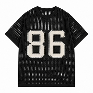 เสื้อเจอร์ซีย์ถักตาข่ายแบบยูนิเซ็กซ์ แขนสั้น ระบายอากาศดี แฟชั่นฤดูร้อน เสื้อลำลอง สตรีทแวร์ เสื้อกีฬาถัก OEM ODM - Product Image 6