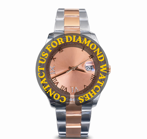 Reloj de Diseño Impresionante, Resistente al Agua, con Caja Redonda Única, Esfera Rosa, Bisel de Dos Tonos, Diamantes Moissanite, Mecánico - Product Image 3