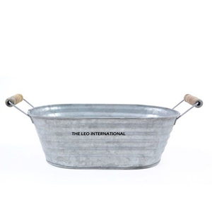 Seau de Noël en métal galvanisé fait à la main avec poignée, forme ovale, décoration intérieure de style campagnard - Product Image 6