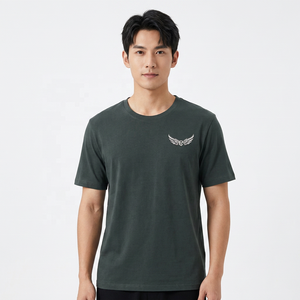 Camiseta de punto negra de manga corta para hombre, corte holgado informal, cuello redondo, 100% algodón jersey. - Product Image 6