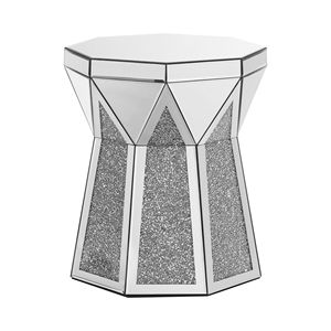 Tavolino da Caffè Moderno di Lusso a Forma di Tamburo con Intarsi in Cristallo a Specchio, Consolle Poligonale Argento, Design del XX Secolo - Product Image 6