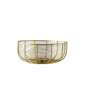 Modern Gold Metal Wire Fruit <b>Basket</b> for Kitchen Countertop Open-Design <b>Vegetable</b> <b>Storage</b> Bowl Decorative Centerpiece for Dining - Product Image 5