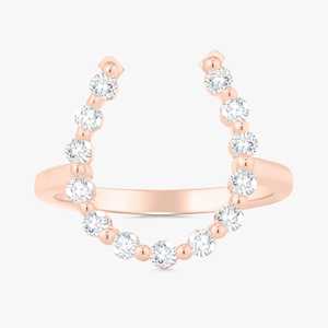 Lab Grown Diamond Statement <b>Rings</b> Open U Shape Horseshoe <b>Stacking</b> Band For Women Prong Set Wholesale 10K 14K 18K Solid Real Gold - Product Image 3