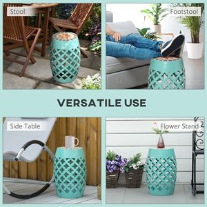 12-Inch Blue Patio <b>Round</b> Side <b>Table</b> Outdoor Footstool <b>Garden</b> Mosaic Accent <b>Table</b> Plant Stand - Product Image 5