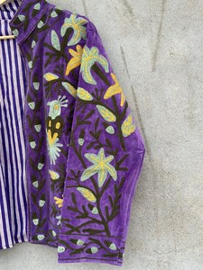 Purple <b>Velvet</b> Suzani Floral Embroidered Boho <b>Coat</b> Festival Statement Outerwear <b>Women's</b> Uzbek Style Jacket Bohemian Winter Blazer - Product Image 5