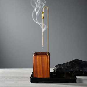 Handmade Acacia Wood Eco-Friendly Durable Aromatherapy Incense Burner <b>Holder</b> with Metal <b>Rod</b> for Bedroom Living Room and Office - Product Image 2