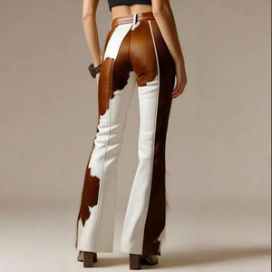 กางเกงหนังแท้สั่งตัดไซส์ใหญ่สำหรับผู้หญิง ฤดูหนาว กันลม เป็นมิตรกับสิ่งแวดล้อม สีสันปรับแต่งได้ กางเกงหนังวัว ขายดี - Product Image 3