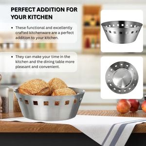 Bulk Distributor Eco-Friendly Multifunction SS Bread <b>Basket</b> Roti Serving <b>Baskets</b> Square Hole Stainless Steel <b>Storage</b> Box Low - Product Image 5