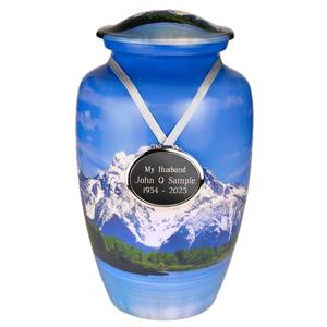 โกศบรรจุอัฐิแบบอเมริกัน สีขาว ความจุ 200 คิวบิกอินช์ พร้อมภาพวิวภูเขาอันงดงาม แสดงความรำลึกถึงผู้ที่คุณรัก - Product Image 2