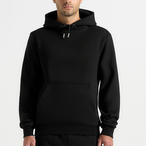 Men's <b>Black</b> Hooded <b>Fleece</b> Sweatshirt Regular Fit Casual Solid Color Pocket Design Autumn Wear - Product Image 1