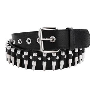 Hot Selling Fashion Y2k Trendy Bullet <b>Head</b> Men's Wide Pu Leather Belt Punk <b>Style</b> Women's Personalized Studded Belt - Product Image 1