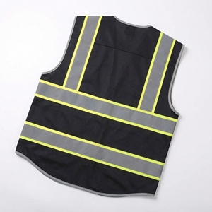 Gilet de sécurité haute visibilité imperméable noir |   Gilet de travail réfléchissant auto-adhésif |   Vêtements de sécurité en polyester sur mesure OEM - Product Image 2