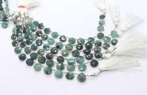 Esmeralda natural facetada en forma de corazón, tipo briolette, de 9 a 10 mm, cuentas de esmeralda auténtica, hilo de 6 pulgadas, cuentas de primera calidad en forma de corazón. - Product Image 2