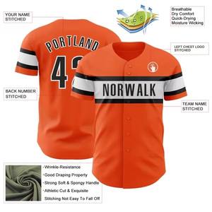 Camisetas de Béisbol Personalizadas en Naranja con Múltiples Rayas, Ropa Deportiva Estampada de Alta Calidad, Uniformes de Equipo Personalizados para Adultos - Product Image 3
