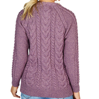 Cárdigan de Punto Trenzado Morado para Mujer, Estilo Urbano, para Todas las Temporadas, Informal, Grueso, Antiarrugas, Transpirable, con Botones al Frente