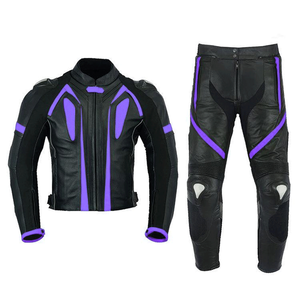 Combinaison de course moto en cuir noir et bleu certifiée CE de qualité supérieure, 2 pièces, équipement de piste unisexe haut de gamme, protection par armure, hiver - Product Image 1