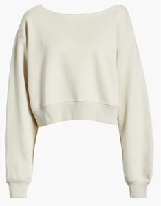 Sweat-shirt à col rond pour femme, épaules tombantes, respirant, tricoté, couleur unie, décontracté, manches longues, logo sur le devant, 420g, automne-hiver - Product Image 1