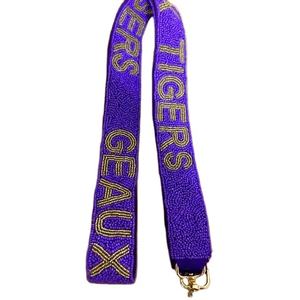 Nuevo bolso de mano con correa GEAUX TIGER, diseño elegante con cuentas y bordado a mano, moderno y personalizable. - Product Image 1