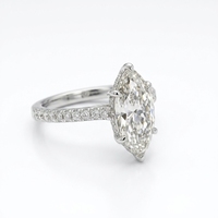Anillo de Compromiso Minimalista de Lujo con Diamante de Corte Marquesa de 3 Quilates, Platino PT950, Certificado IGI, Anillo de Boda Solitario, Regalo para Fiesta