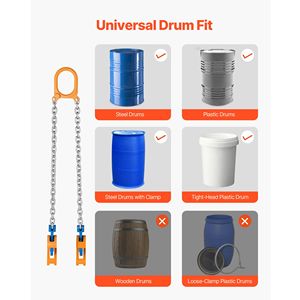 Sollevatore per Fusti G80 con Capacità di 2000 LBS, Catena Robusta da 1,6 Piedi, Imbracatura di Sollevamento per Fusti, Gancio di Sicurezza Rinforzato, Sollevatore Manuale per Fusti - Product Image 6